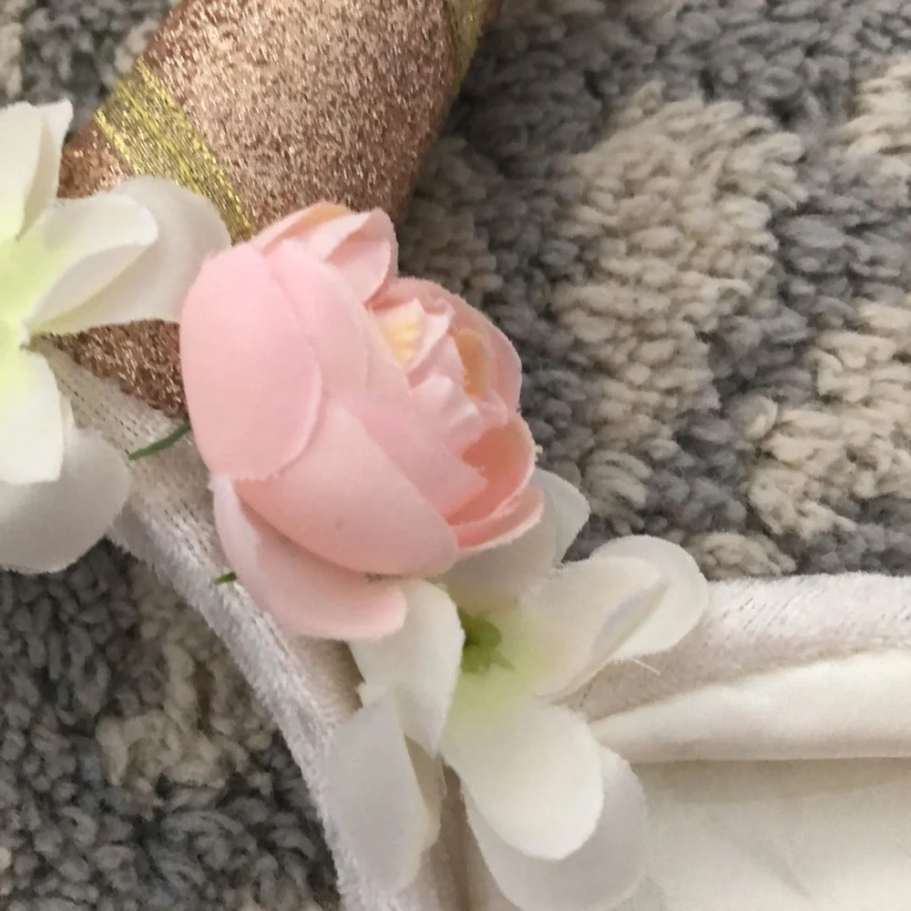Velvet and glitter floral unicorn headband
